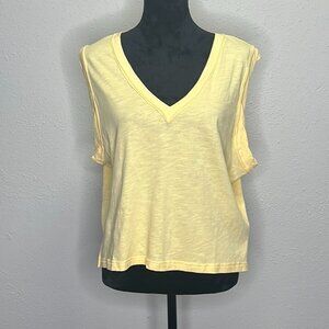 Double Zero 100% Cotton Yellow V-Neck Tank – NWT - L